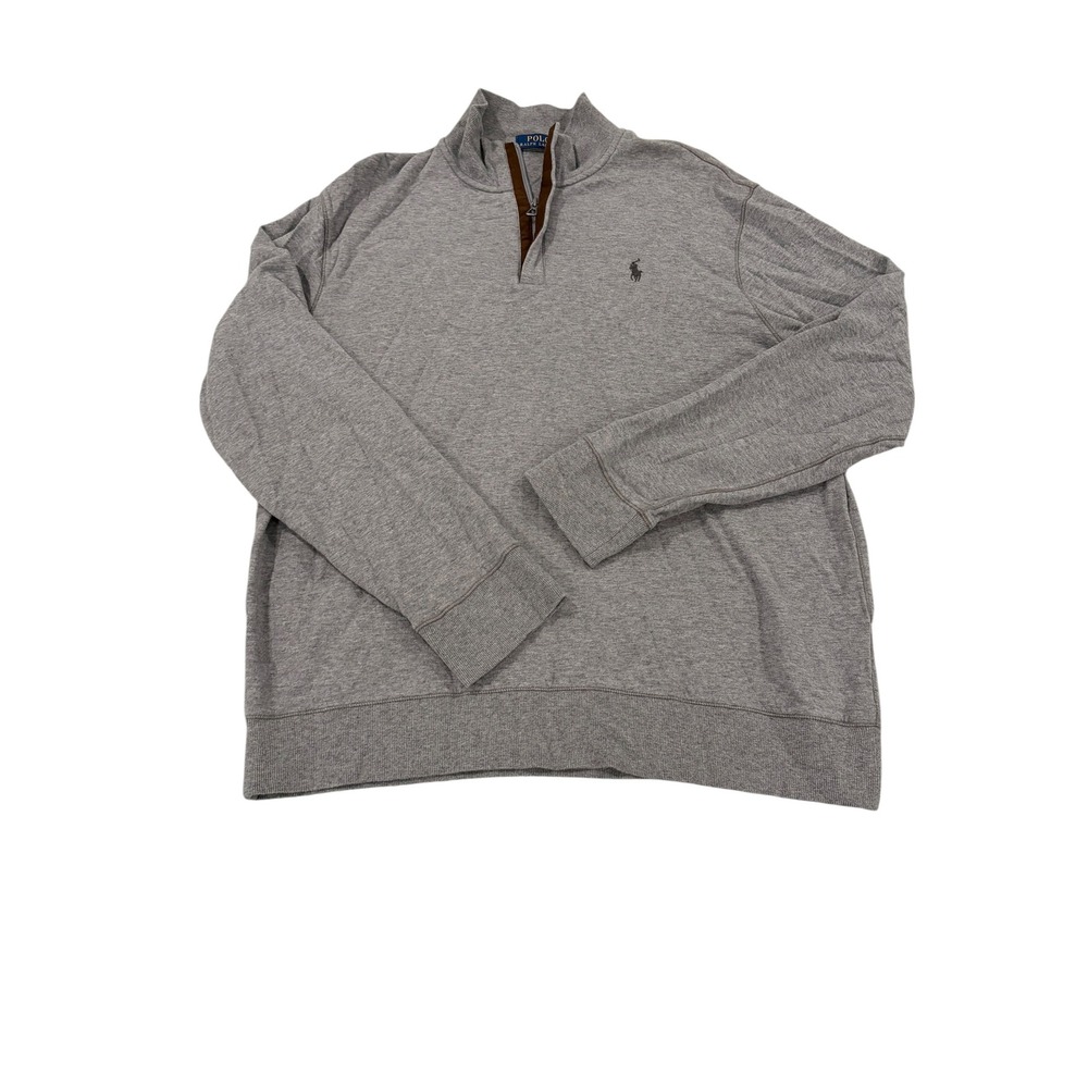 Polo Ralph Lauren‎ Mens XL Heather Grey Quarter Zip Pullover Pony Logo Sweater